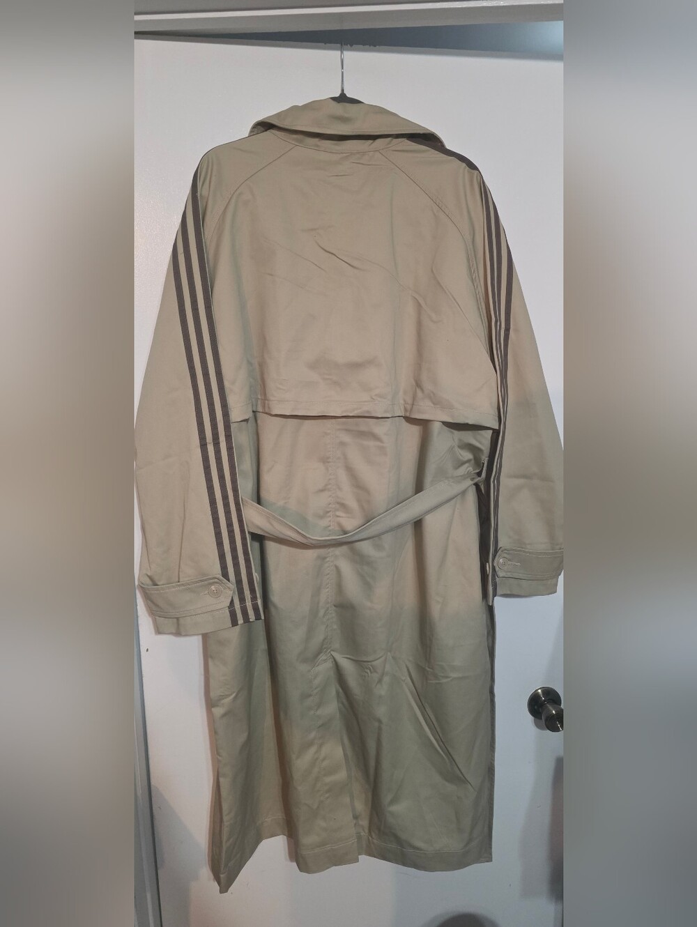 adidas Originals Logo Relaxed Women's Trench Coat Brown Size Extra Large NWT - Picture 2 of 8